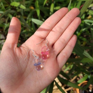 Aesthetic Mini Baby Pacifier Earrings | pink & blue
