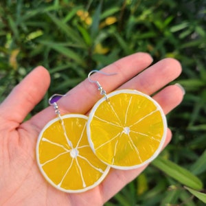 Lemon Slice Earrings | fake food jewelry, lemon slice earrings, citrus jewelry, lemon slice jewelry funny earrings Fruit earrings