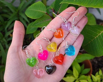 Pendientes de corazón de caramelo de colores aleatorios