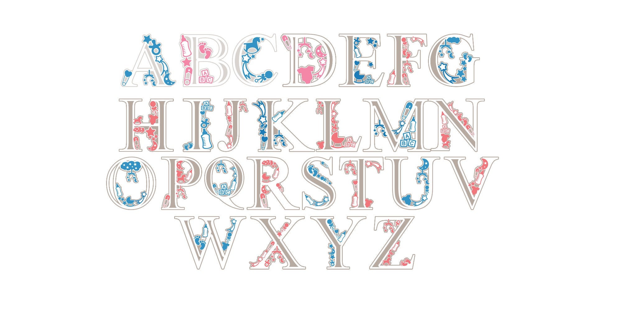 Download Layered Baby Alphabet Svg Png Letters Svg Png Baby Letters Etsy
