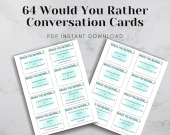 Would You Rather Cards, Icebreaker Printables, Virtual Date Night, Get To Know You Game, Dinner Party Games, Zoom Meeting Kids Virtual Games