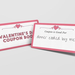 Valentines Coupon Printable, Valentines Day Gift for Boyfriend Digital Download, Valentine Craft him, DIY Gift for Men, Voucher Booklet for
