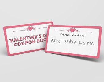 Valentines Coupon Printable, Valentines Day Gift for Boyfriend Digital Download, Valentine Craft him, DIY Gift for Men, Voucher Booklet for