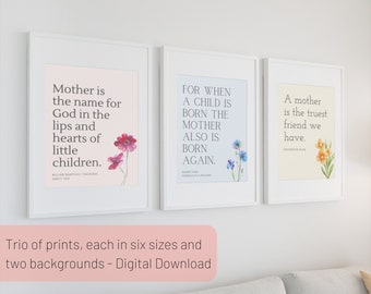 Literary Quote Art Prints for Mom: Set of 3 (Digital Download)