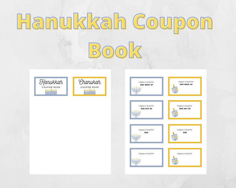 Hanukkah Coupon Book Printable, Last Minute Chanukah Present, Coupon ...