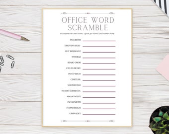 Office Word Scramble Game, Work Happy Hour Activity Fun Digital Office Game, Coworker Game Printable Instant Download, Office Word Game