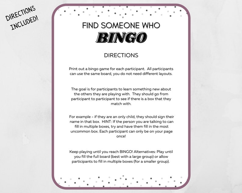 Find Someone Who Ice Breaker Bingo, Find the Guest Game Workplace Activity, Work Culture Game, Team Builder Game Instant Download, Mingle image 2