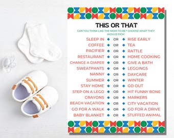 Baby Shower This or That Game: Gender Neutral Printable (Digital Download)