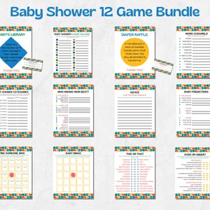 Printable Baby Shower Game Bundle, Gender Neutral Baby Sprinkle Games, Instant Download Baby Shower Icebreaker Fun Shower Activity Cards image 1