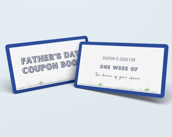 Father's Day Coupon Book Printable, Last Minute Fathers Day Gift for Dad from Son, Editable Coupon Book, Voucher Template, Instant Download