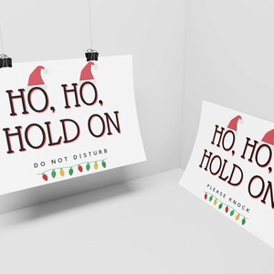 Christmas Door Sign, Ho Ho Ho Do Not Disturb Sign, Christmas Office Decor, Funny Christmas Sign Printable Please Knock, Holiday Office Decor image 7