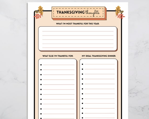 Thanksgiving Gratitude Worksheet: Printable Icebreaker Activity (PDF Download)