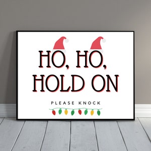 Christmas Door Sign, Ho Ho Ho Do Not Disturb Sign, Christmas Office Decor, Funny Christmas Sign Printable Please Knock, Holiday Office Decor image 5