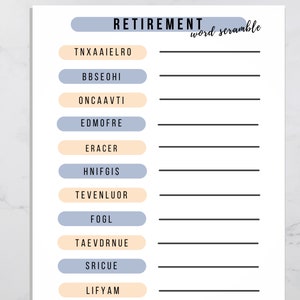Word Scramble Printable Retirement Game, Icebreaker Activity for Retirement Party, Retiree Office Game Instant Download, Virtual Work Party