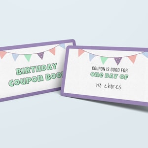 Birthday Coupon Book Printable, Last Minute Birthday Gift, Editable Coupon Book, Voucher Template, Instant Download Birthday Gift for Child