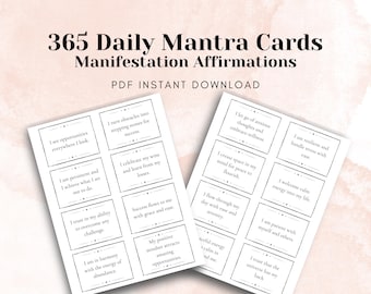 365 Daily Affirmation Cards, Manifestation Mantras (Digital Download)