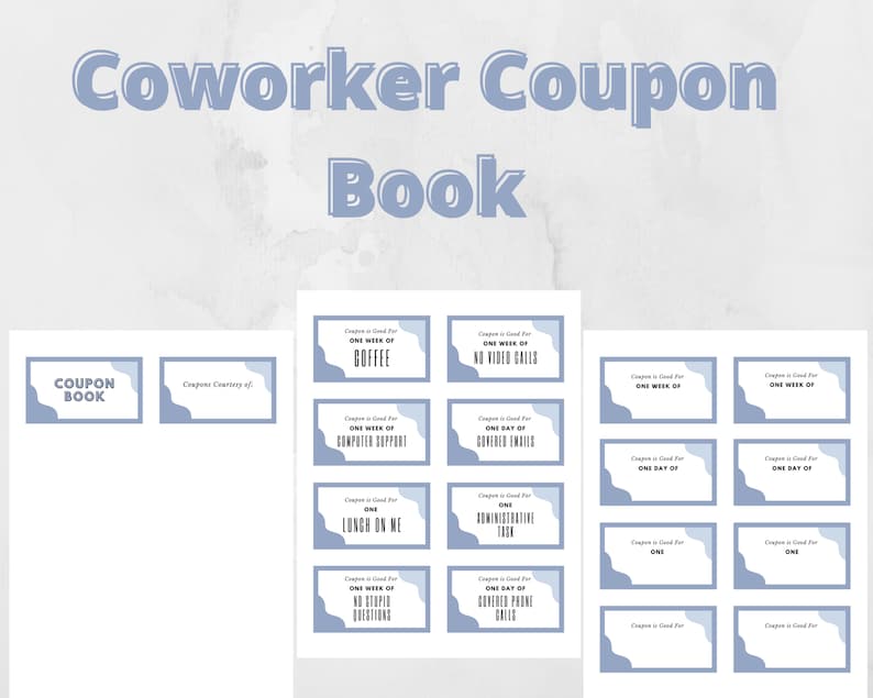 Printable Coupon Book Custom Gift for Coworker, Employee Appreciation