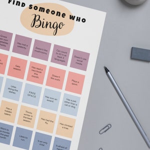 Find Someone Who Bingo, Find the Guest Icebreaker Instant Download Work Party Game, Printable for Kids, Get to Know You Bingo Ice Breaker