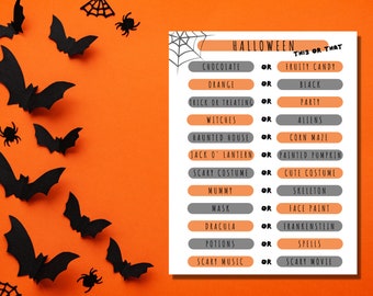 Halloween This or That Printable Game, Spooky Season Office Game Instant Download Halloween Icebreaker, Fall Classroom Party Game for Kids