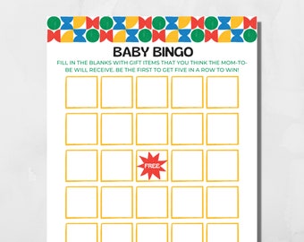 Baby Shower Bingo Game: Gender Neutral Design (Digital Download)