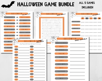 Halloween Printable Game Bundle, Fun Halloween Icebreaker Games, Halloween Party Game for Kids, Set of Halloween Word Games Digital Download
