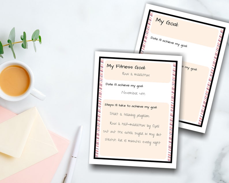 Goal Setting Planner for Women, Fitness Planner Printable Financial Planner Goal Cards, 2023 Vision Board Printable Goal Cards for Students image 4