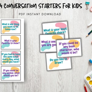Public Speaking Conversation Starters for Kids, Writing Prompt Printable, Learning Aid Card Game, Icebreaker Printable for School, Camp game
