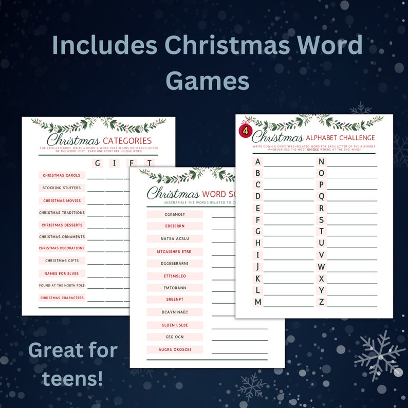 Advent Calendar Activity Bundle, Printable Christmas Games Instant ...