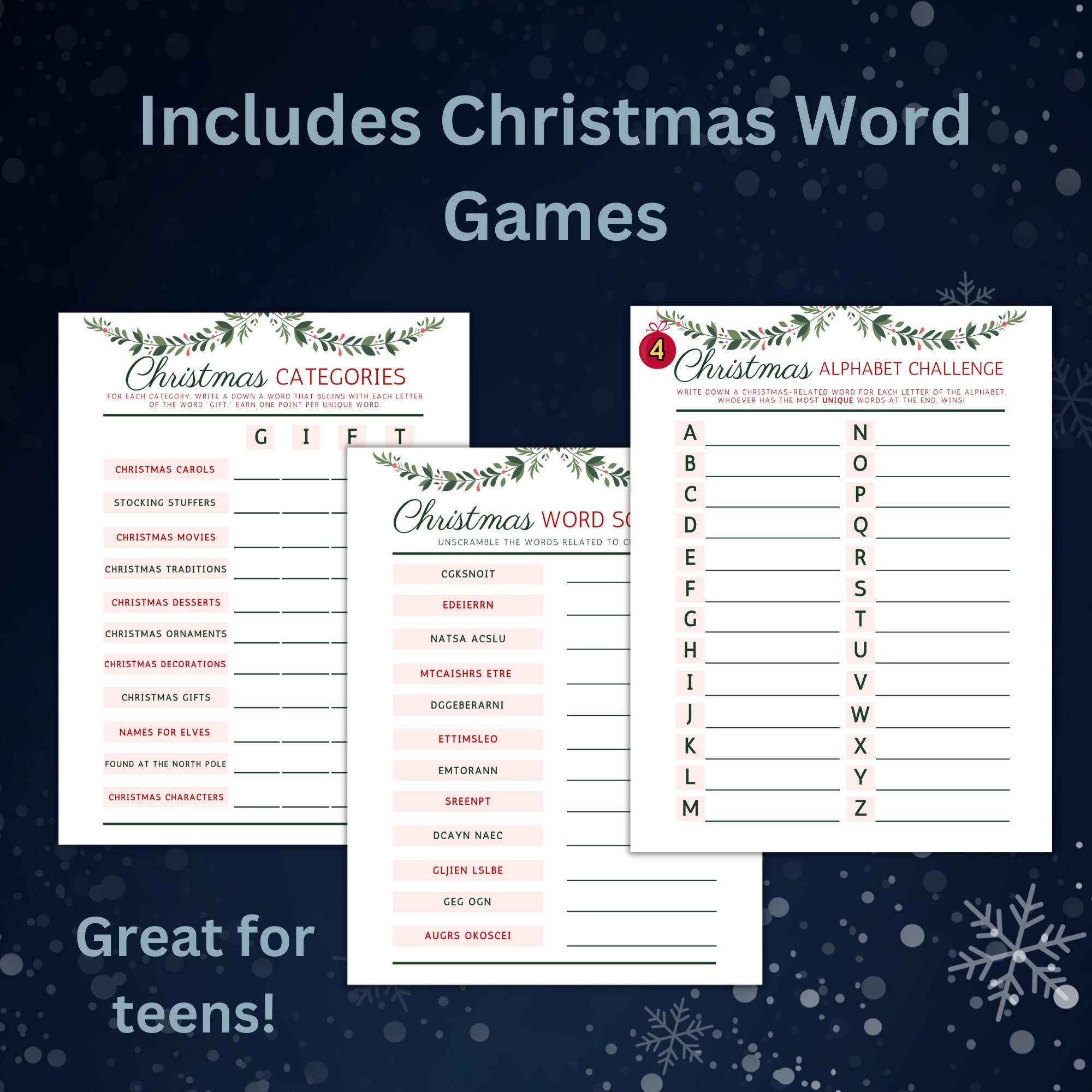 Advent Calendar Activity Bundle, Printable Christmas Games Instant ...