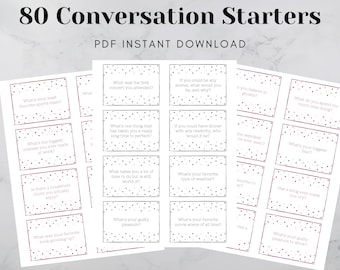 80 Conversation Starter Cards | Icebreaker Questions (Digital Download)
