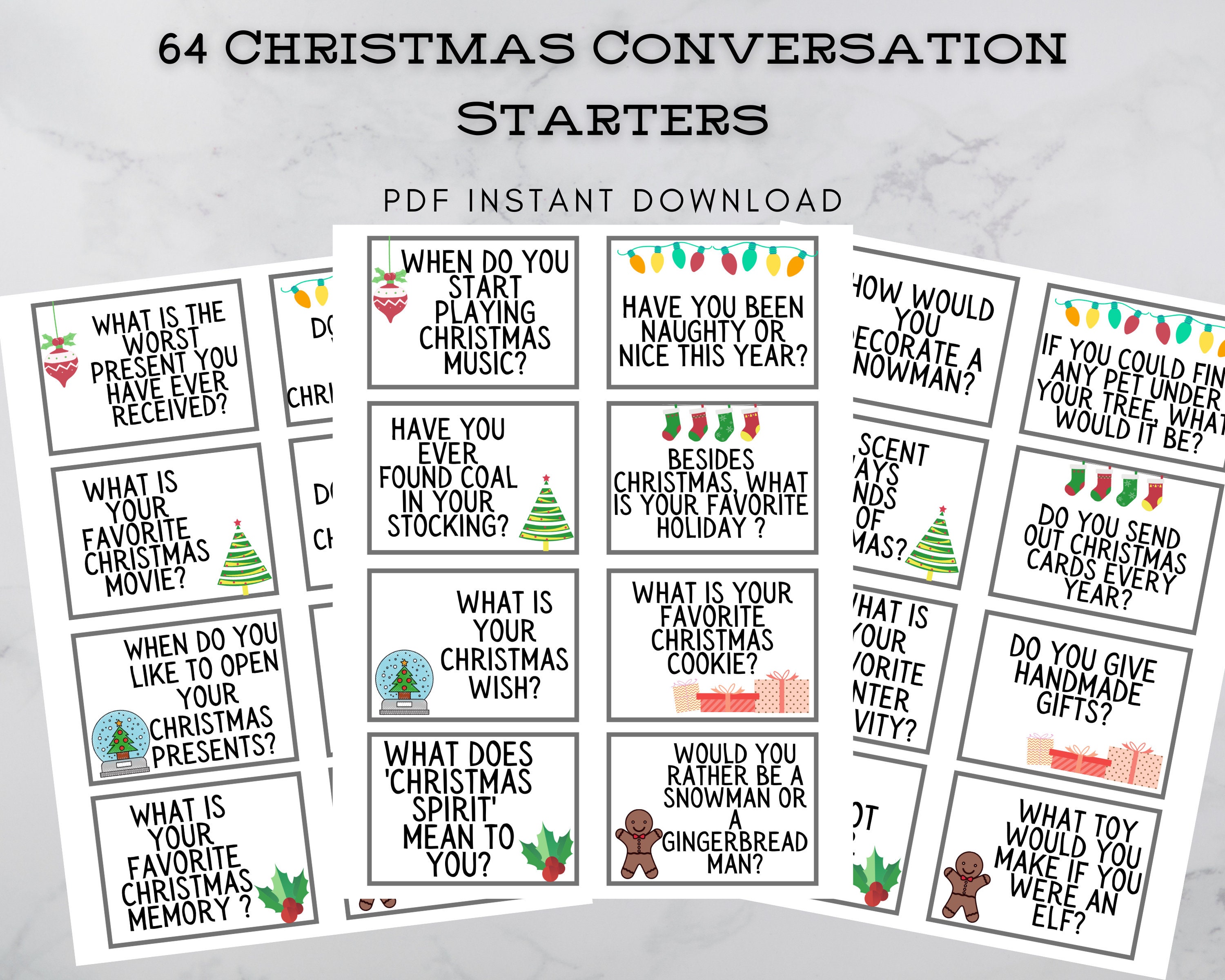 christmas conversation cards conversation starters etsy singapore