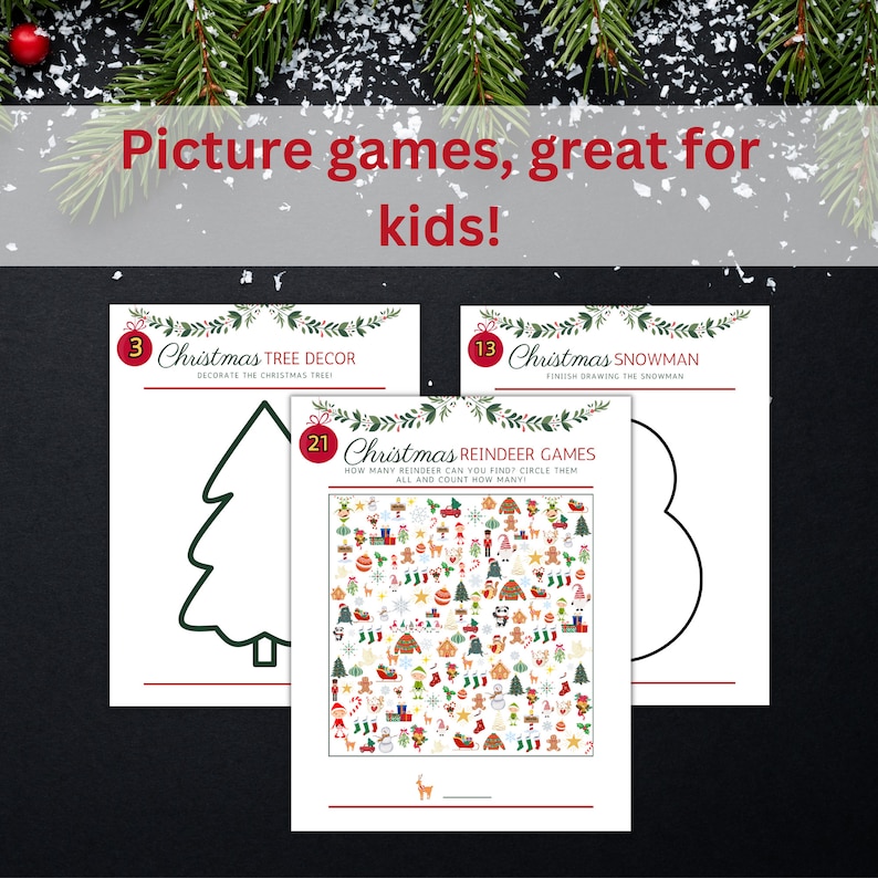 Advent Calendar Activity Bundle, Printable Christmas Games Instant ...