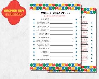 Baby Shower Word Scramble Game Printable, Instant Download Word Game for Baby Shower Icebreaker, Gender Neutral Baby Sprinkle Game,