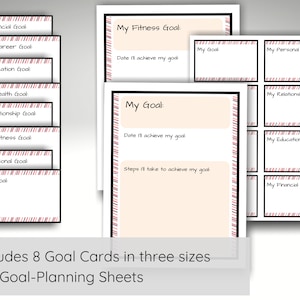 Goal Setting Planner for Women, Fitness Planner Printable Financial Planner Goal Cards, 2023 Vision Board Printable Goal Cards for Students image 1