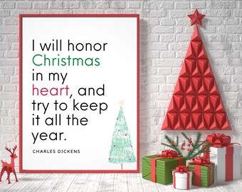Charles Dickens Christmas Carol Quote Art Print (Digital Download)