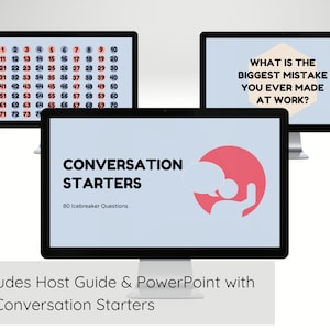Gespreksstarters Virtueel spel voor gezinnen, IJsbreker Zoomspel voor groepen, Virtueel Happy Hour PowerPoint-spel voor volwassenen Tabelonderwerpen