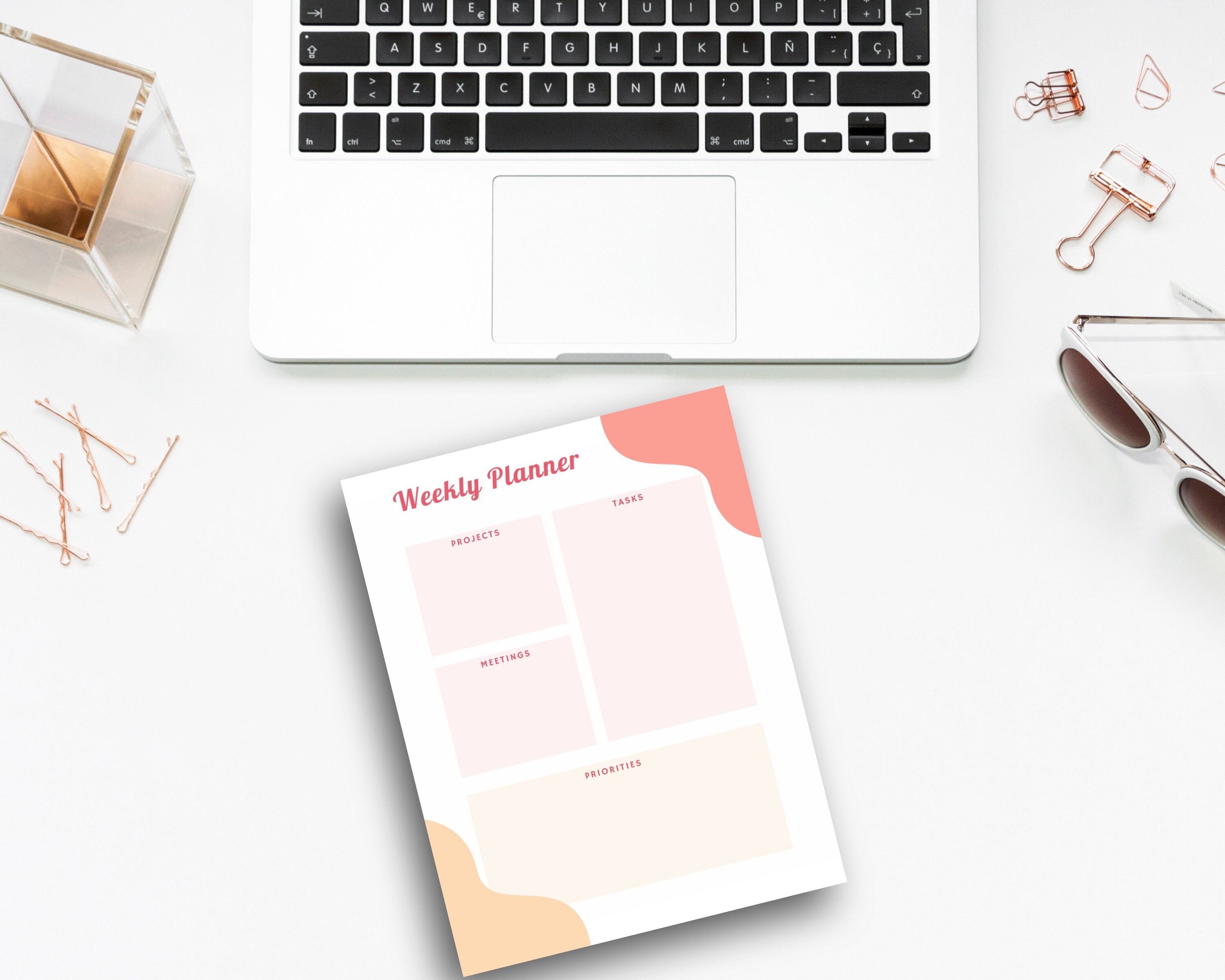 Weekly Planner Printable, Reflection Journal Page Printable, Hourly Schedule Daily Planner Time ...