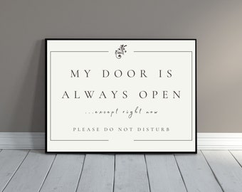 My Door is Always Open Home Office Decor for Men, Virtual Meeting in Progress Office Door Sign Do Not Disturb Sign door hanger printable