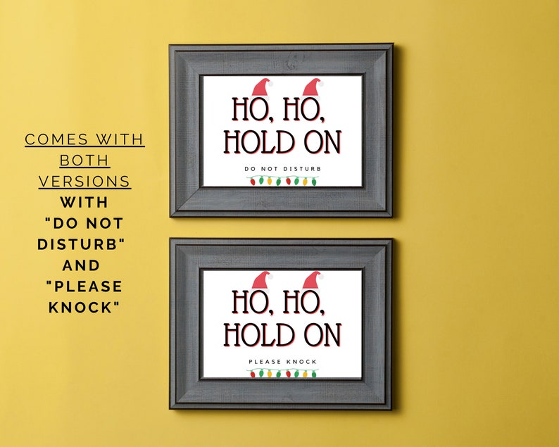 Christmas Door Sign, Ho Ho Ho Do Not Disturb Sign, Christmas Office Decor, Funny Christmas Sign Printable Please Knock, Holiday Office Decor image 3