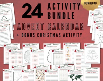 Advent Calendar Activity Bundle, Printable Christmas Games Instant Download, Holiday Printable Games Bundle, Fun Advent Calendar for Family