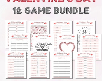 Valentine's Day Printable Game Bundle, 12 Fun Valentine's Day Icebreaker Games, Valentines Party Game for Kids, Set of Valentines Word Games