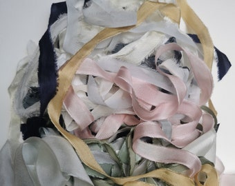 Buttonhole Styling & Craft Snippet Box - Hand Dyed Silk Ribbon, Bouquet Silk Ribbon