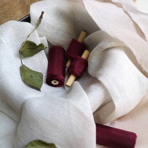 Berry Burgundy Luxe Pure Silk Ribbon - Hand Dyed Silk Ribbon, Bouquet Silk Ribbon