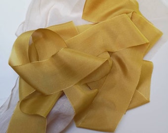 Turmeric Luxe Pure Silk Ribbon - Hand Dyed Silk Ribbon, Bouquet Silk Ribbon