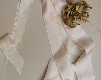 Pale Pink, Blush & Ivory Bouquet Drape - Luxe Pure Silk Ribbon, Hand Dyed Silk Ribbon, Bouquet Silk Ribbon