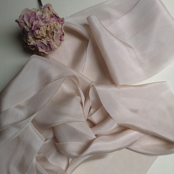 Rosewater Blush Luxe Pure Silk Ribbon - Hand Dyed Silk Ribbon, Bouquet Silk Ribbon