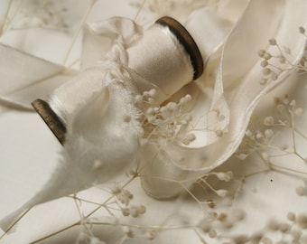 Ivory Luxe Pure Silk Ribbon - Hand Dyed Silk Ribbon, Bouquet Silk Ribbon