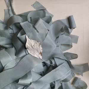 Eucalyptus Luxe Pure Silk Ribbon - Hand Dyed Silk Ribbon, Bouquet Silk Ribbon