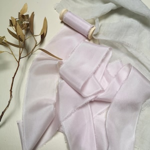 Pale Pink Luxe Pure Silk Ribbon - Hand Dyed Silk Ribbon, Bouquet Silk Ribbon