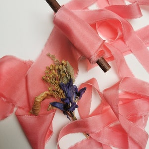 Coral Luxe Pure Silk Ribbon - Hand Dyed Silk Ribbon, Bouquet Silk Ribbon